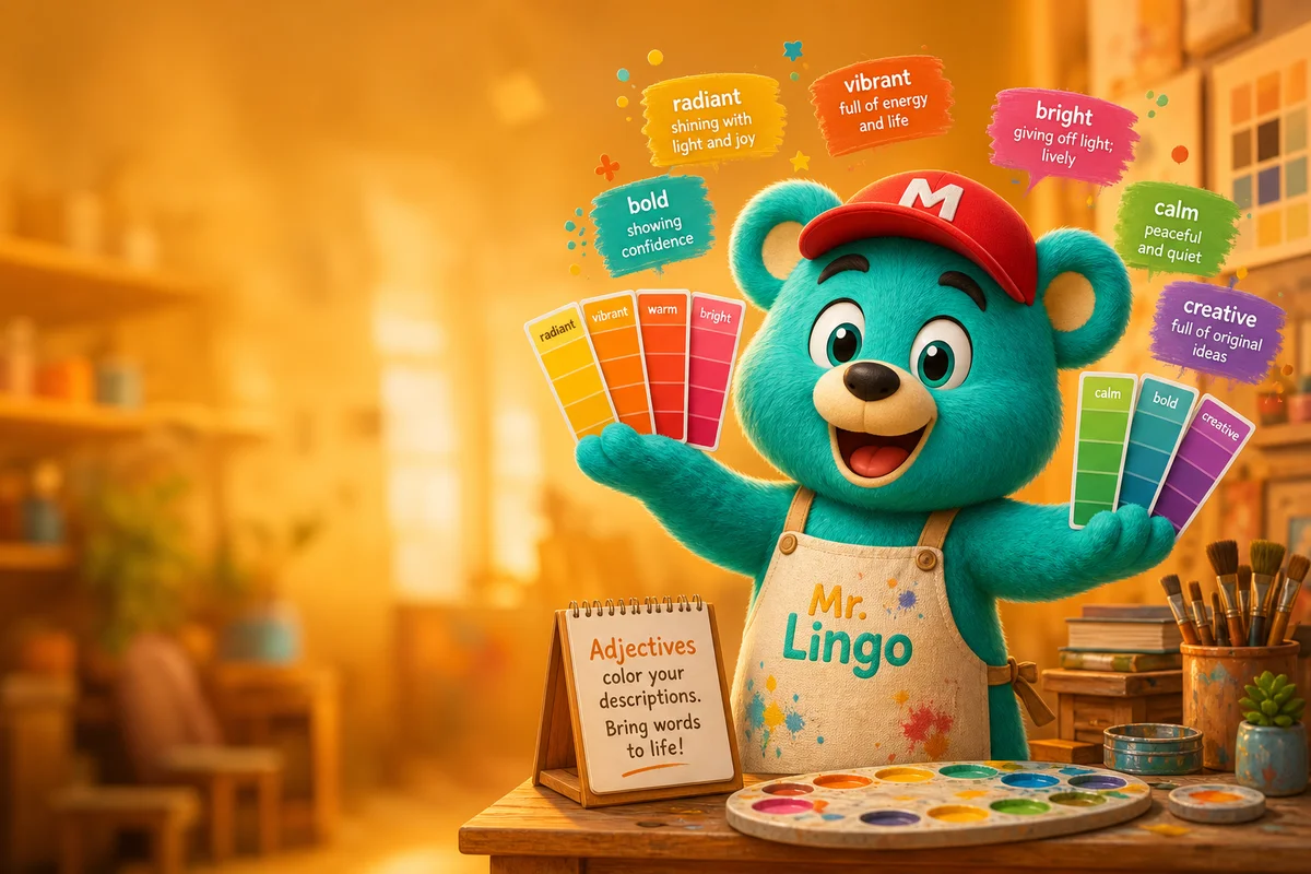 Обложка темы «Прилагательные» в приложении Mr. Lingo
