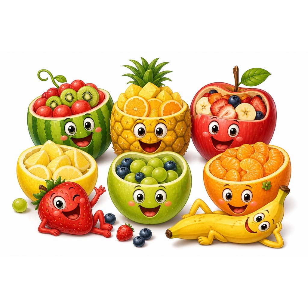 Мнемоническая картинка к слову FRUIT — Фрукты