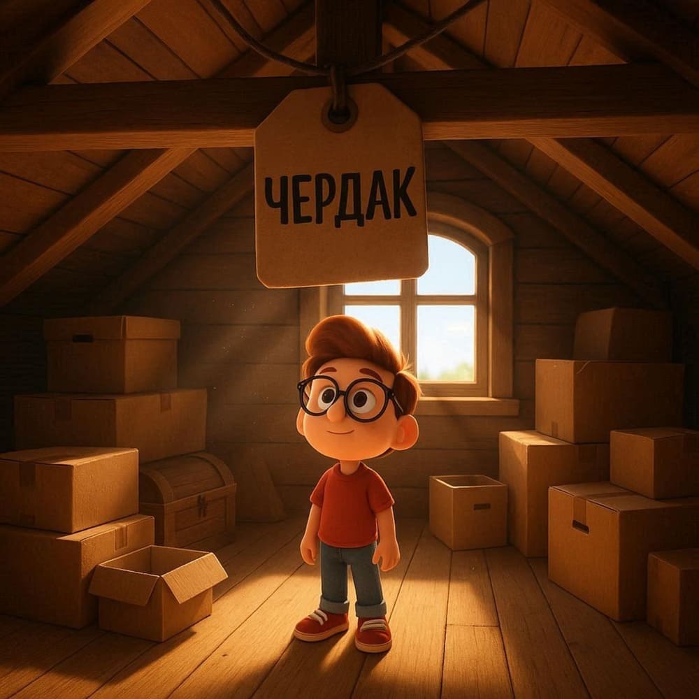 Мнемоническая картинка к слову ATTIC — Чердак