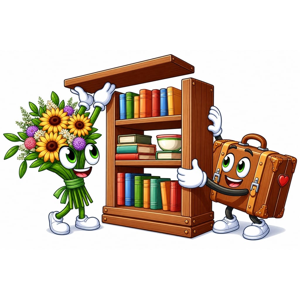 Мнемоническая картинка к слову BOOKCASE — Книжный шкаф