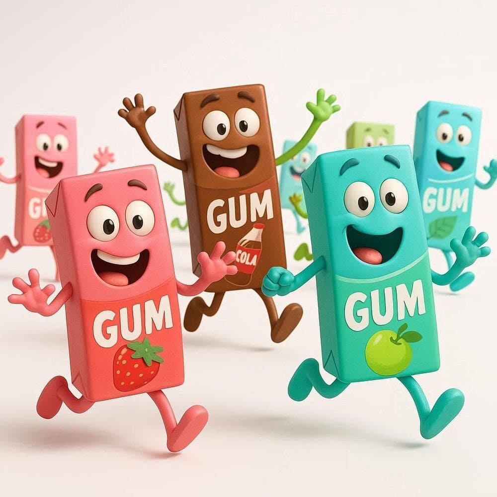 Мнемоническая картинка к слову GUM — Жвачка
