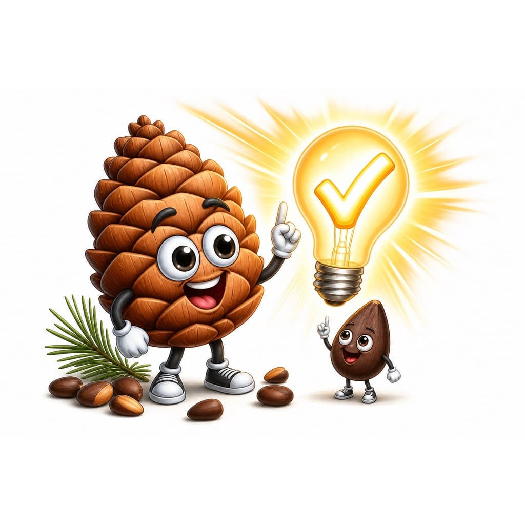 Мнемоническая картинка к слову PINE NUT — Орех кедровый